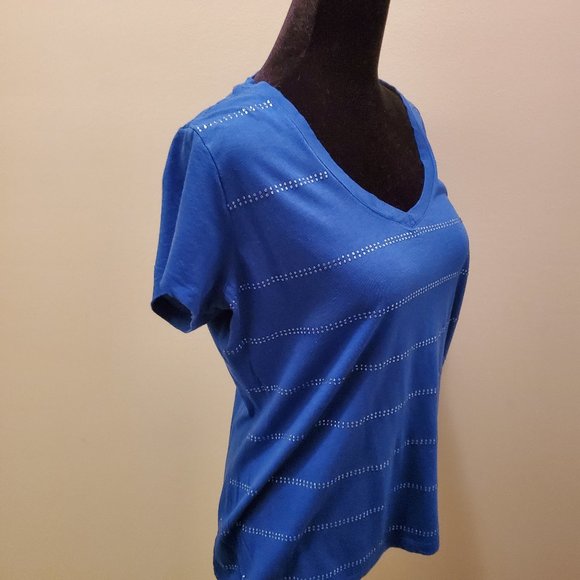 Chaps Royal Blue Tee with Metallic detail - Picture 2 of 3